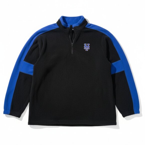 Majestic New York Mets Quarter-Zip Fleece Pullover – Preloved Fan Favorite Large - Picture 1 of 7